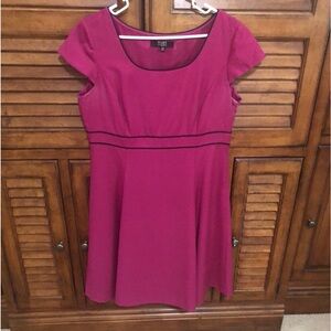 Alex Marie Dark Pinkish-Purple Trimmed in Black Dress - Size 12 Petite